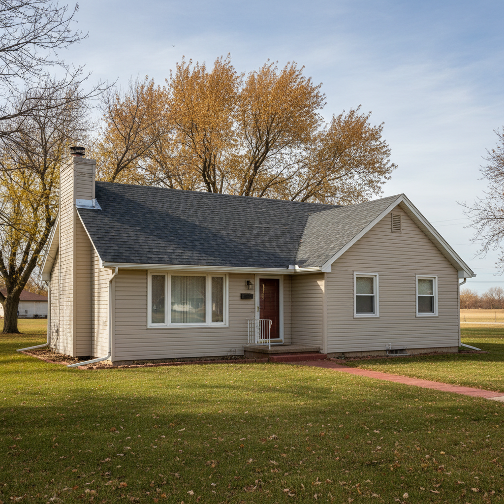 Completed roof repair work at a residential property in Derby, KS