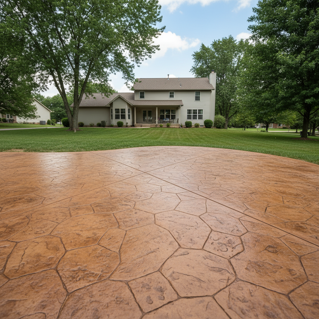 Completed decorative concrete work at a residential property in Lawrence, KS