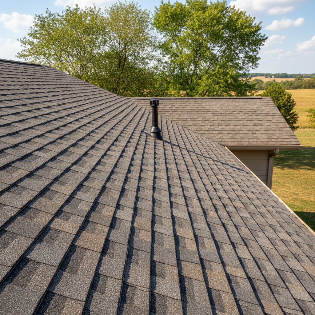 Completed roof installation work at a residential property in Emporia, KS