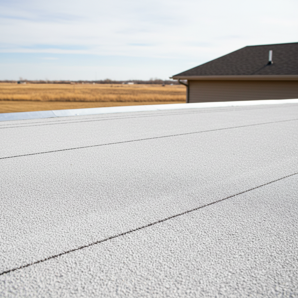 Completed flat roofing work at a residential property in Garden City, KS