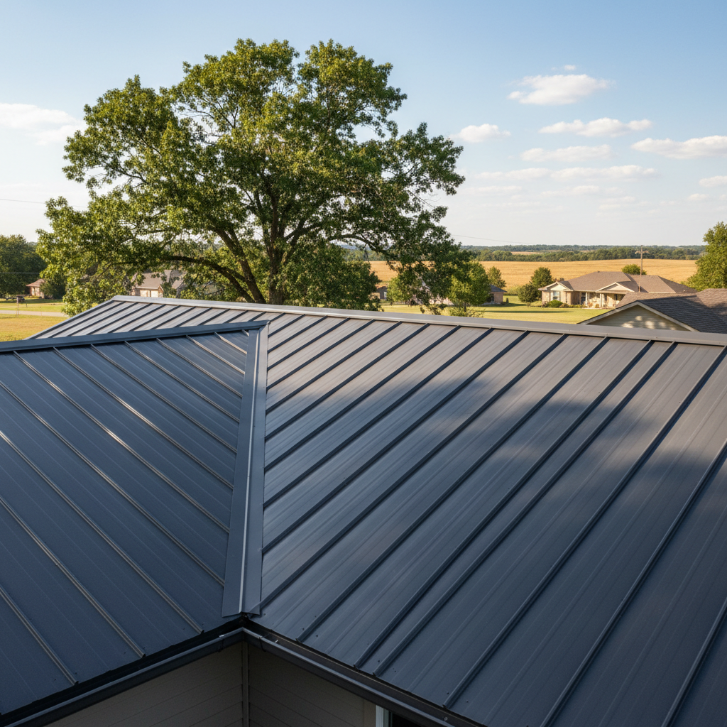 Completed metal roofing work at a residential property in Emporia, KS