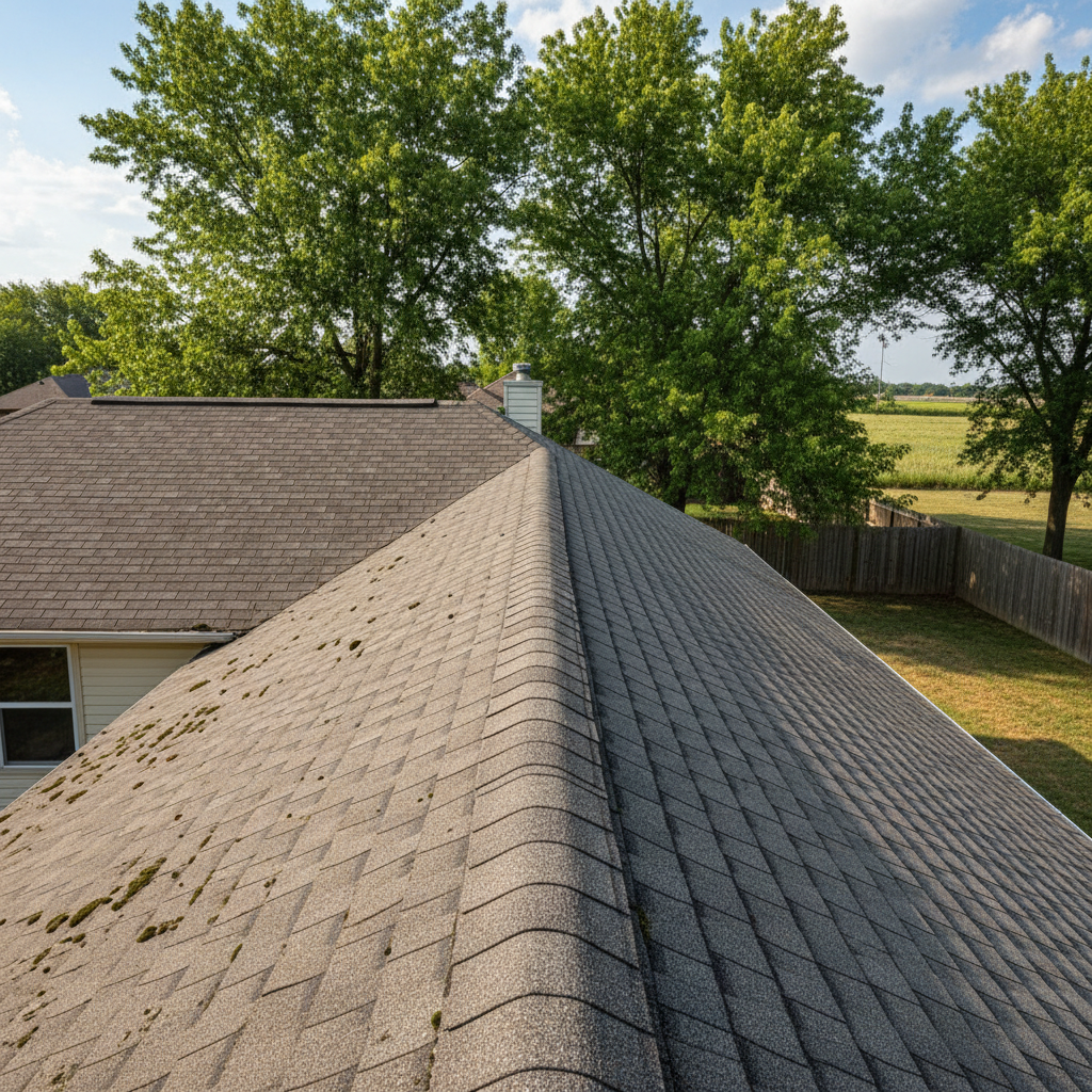 Completed asphalt shingle roofing work at a residential property in Emporia, KS
