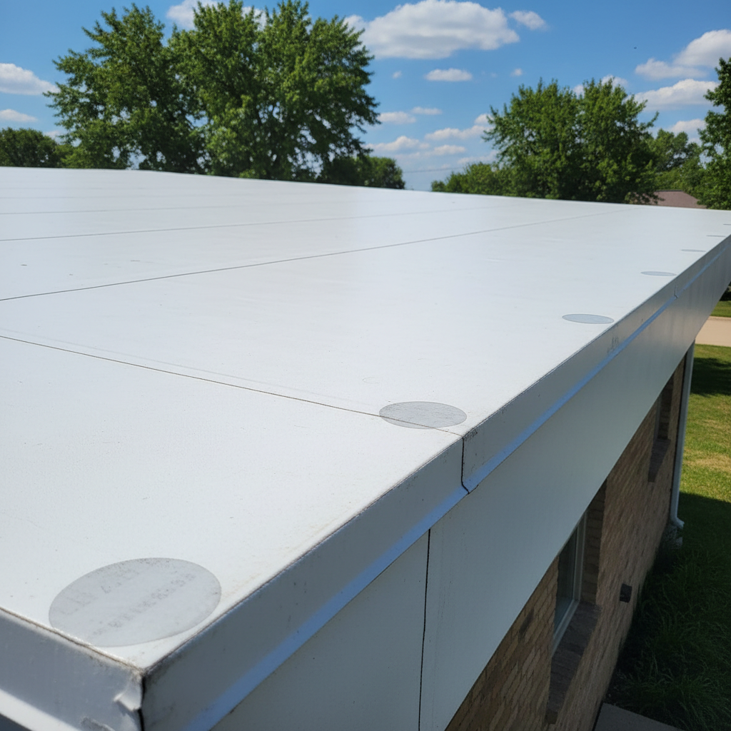 Completed commercial tpo roofing work at a residential property in Derby, KS