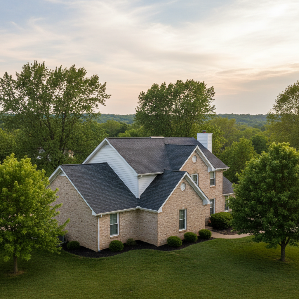 Completed roof repair work at a residential property in Leavenworth, KS