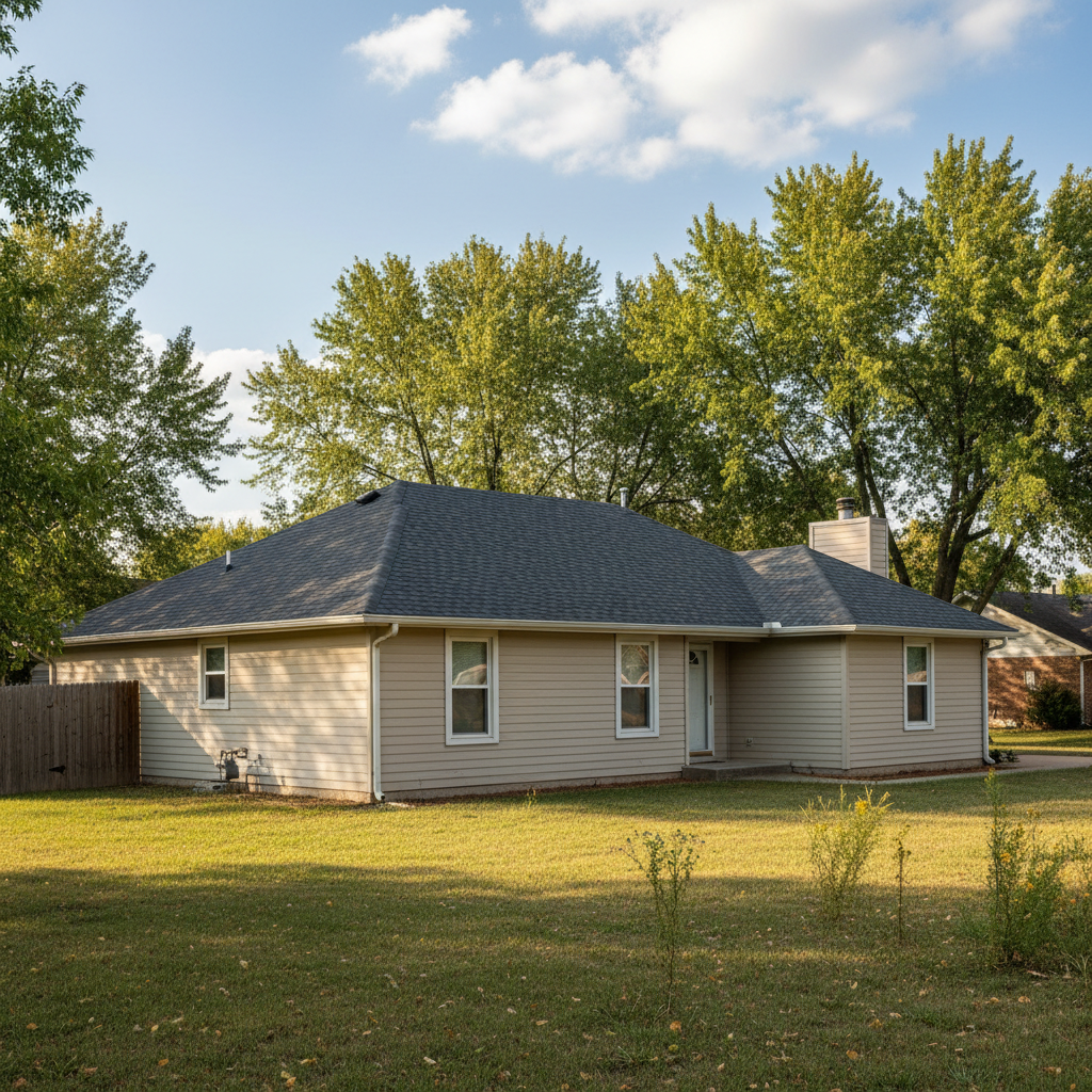 Completed roof installation work at a residential property in Derby, KS