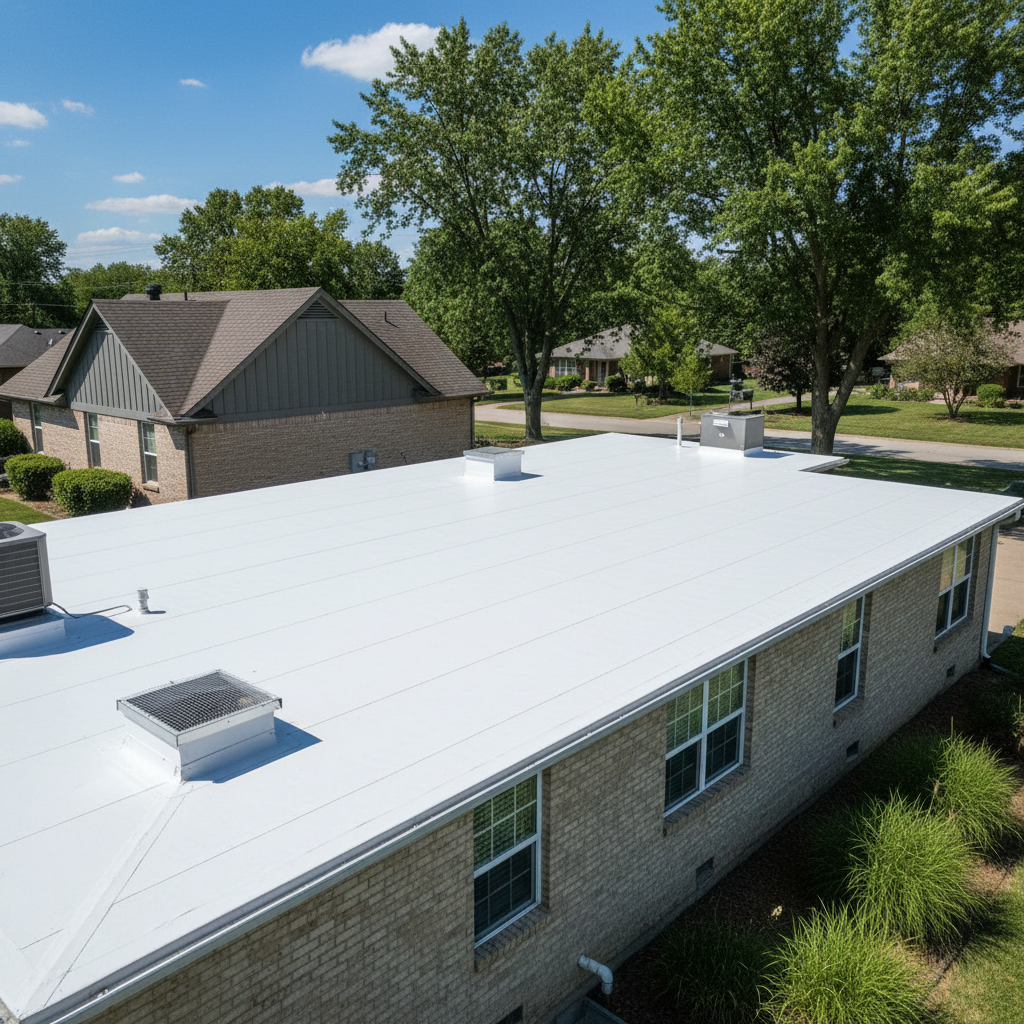 Completed commercial tpo roofing work at a residential property in Leavenworth, KS