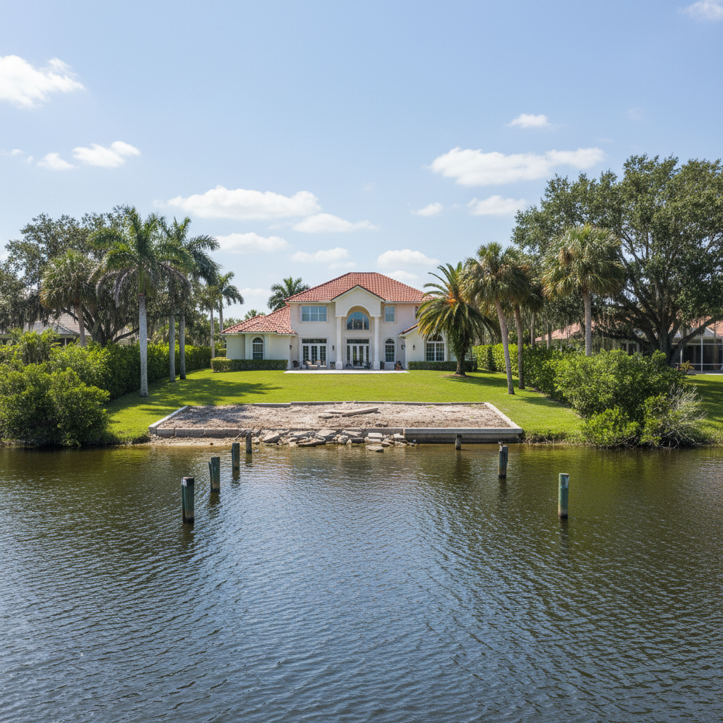 Completed dock demolition work at a residential property in Temple Terrace, FL