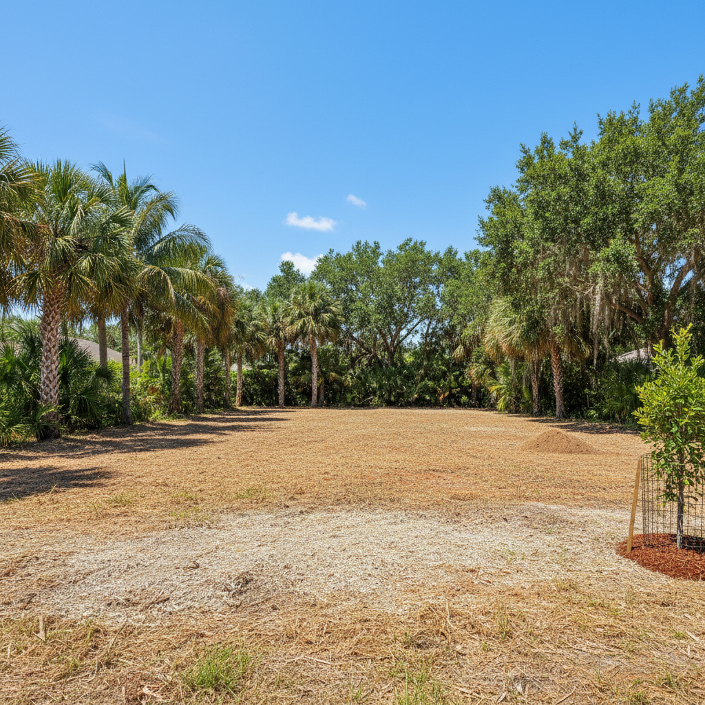 Completed debris removal work at a residential property in Cape Coral, FL