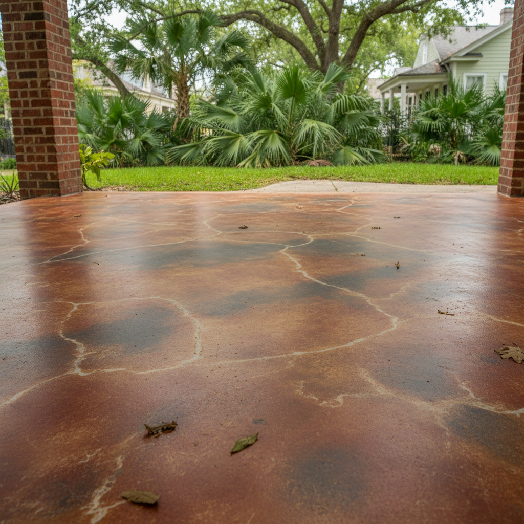 Completed concrete staining work at a residential property in New Orleans, LA