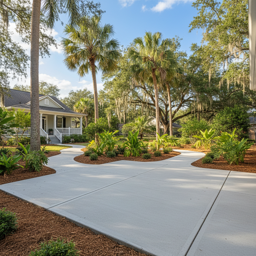 Completed concrete installation work at a residential property in New Orleans, LA