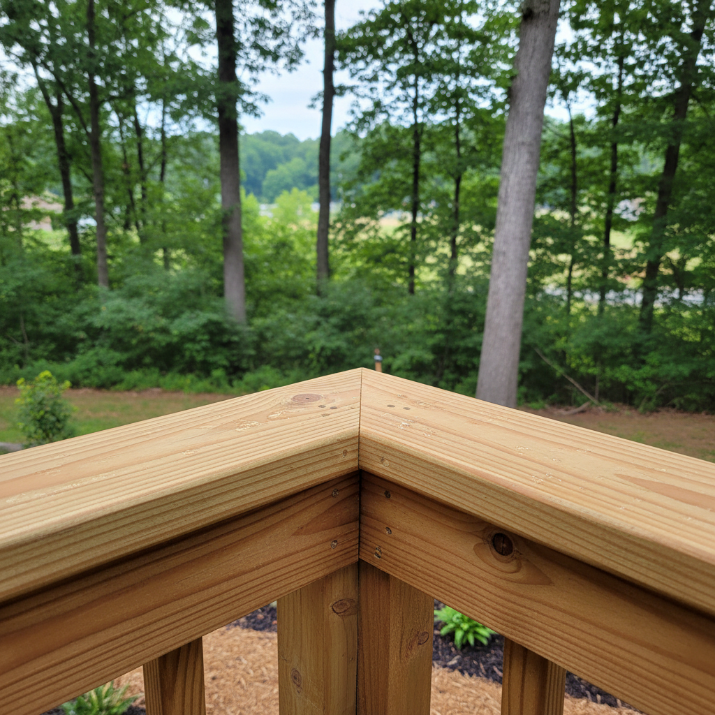 Completed deck railing installation work at a residential property in Brooklyn, MD