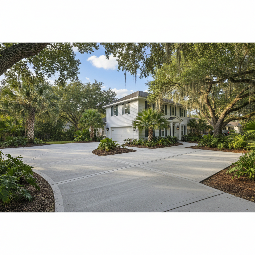 Completed concrete installation work at a residential property in New Orleans, LA