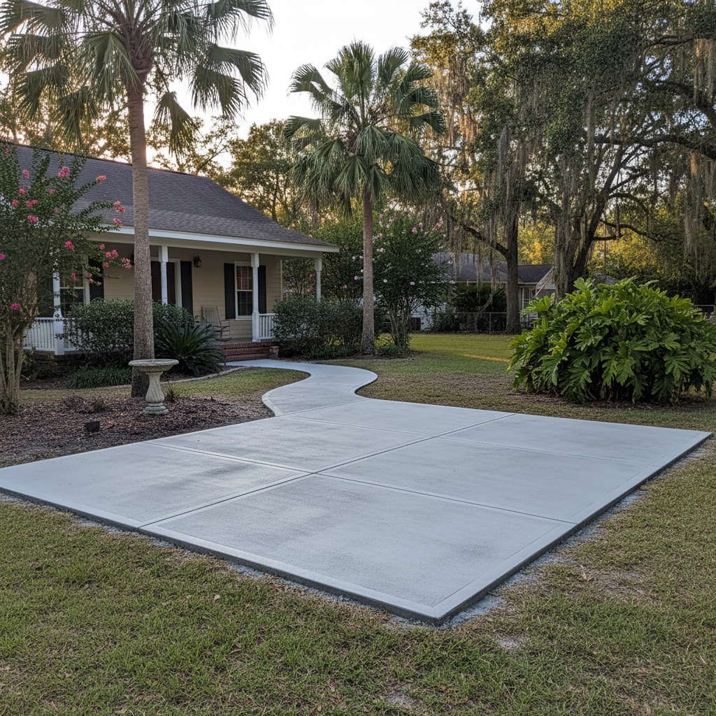 Completed concrete flatwork work at a residential property in New Orleans, LA
