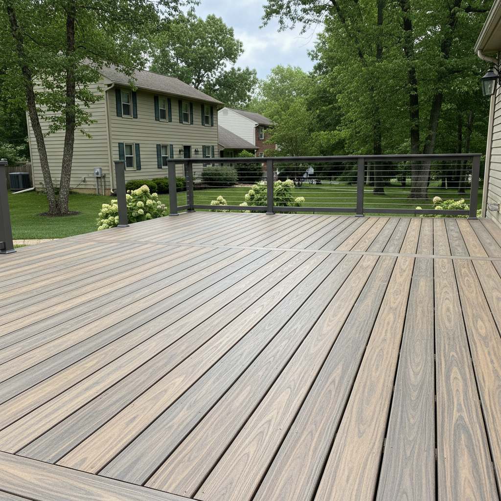 Completed composite decks work at a residential property in Brooklyn, MD