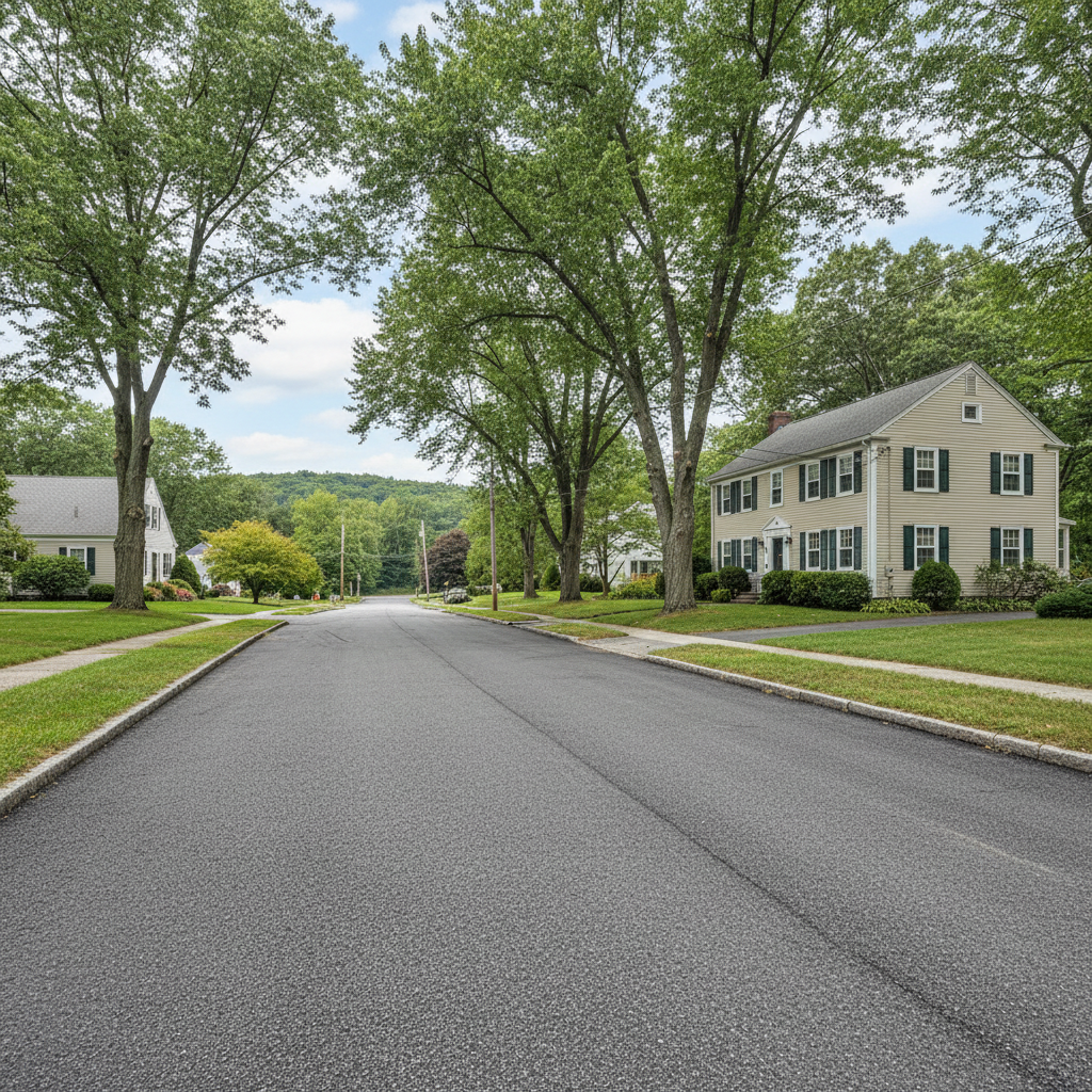 Completed asphalt milling work at a residential property in Waltham, MA