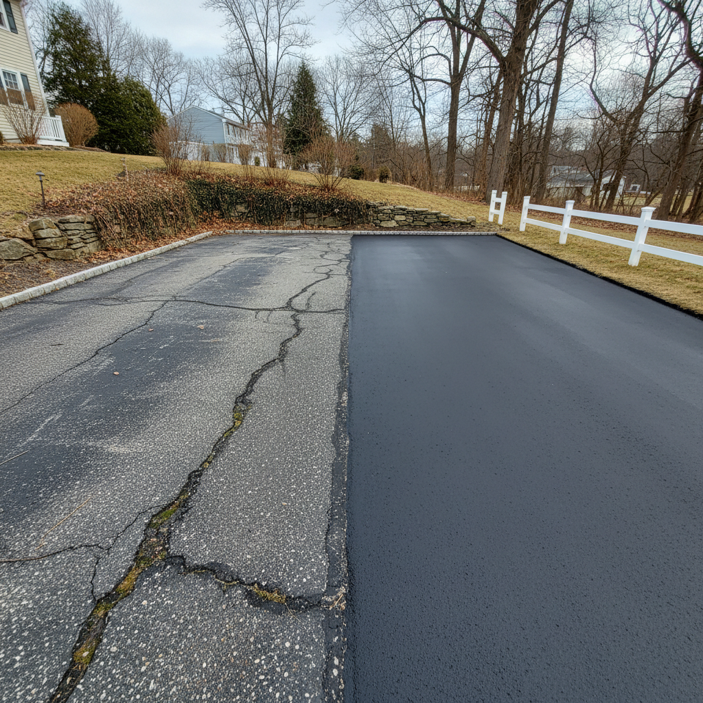 Completed slurry coating work at a residential property in Waltham, MA