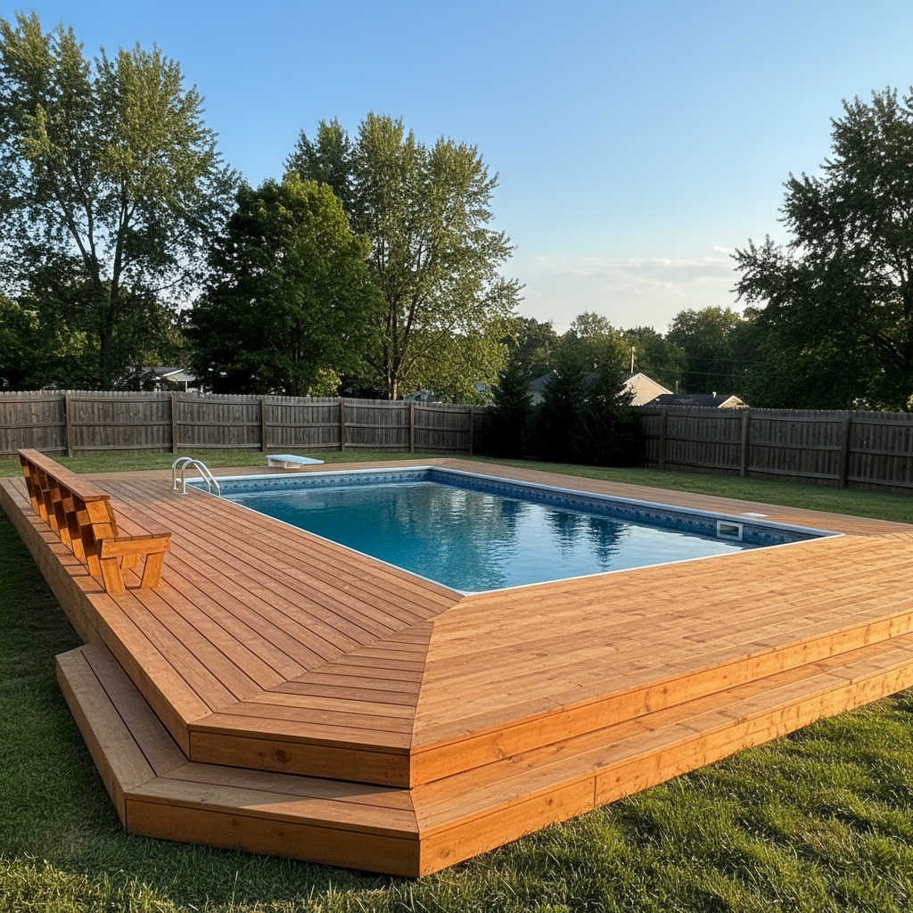 Completed pool decks work at a residential property in Brooklyn, MD