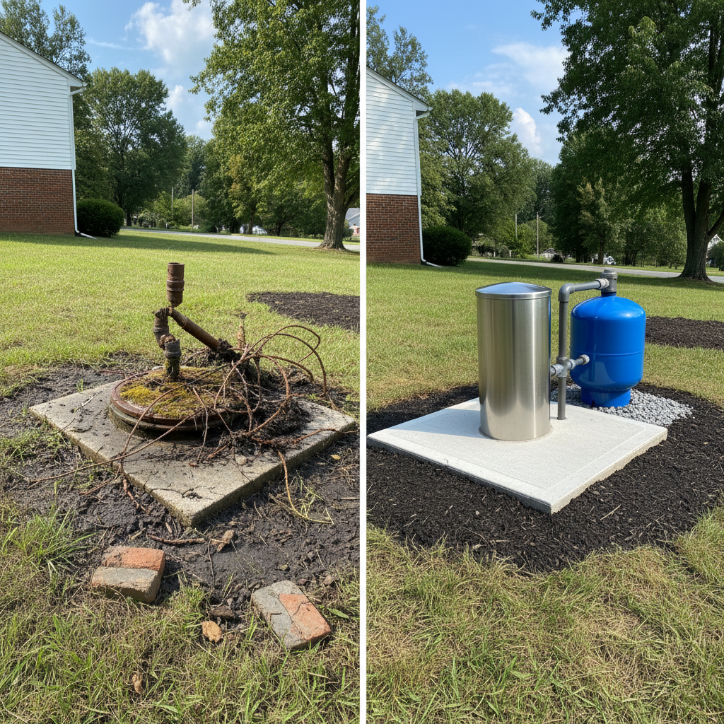 Completed pump installation work at a residential property in Baltimore, MD
