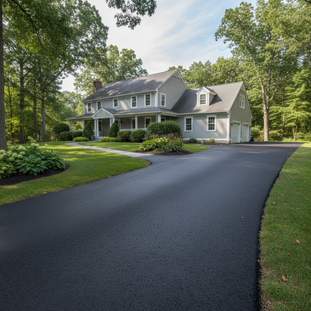 Completed asphalt paving work at a residential property in Lynn, MA