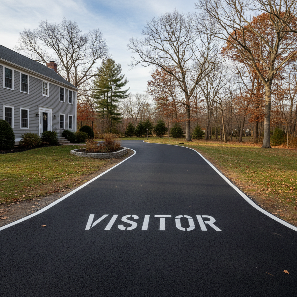 Completed asphalt striping work at a residential property in Taunton, MA