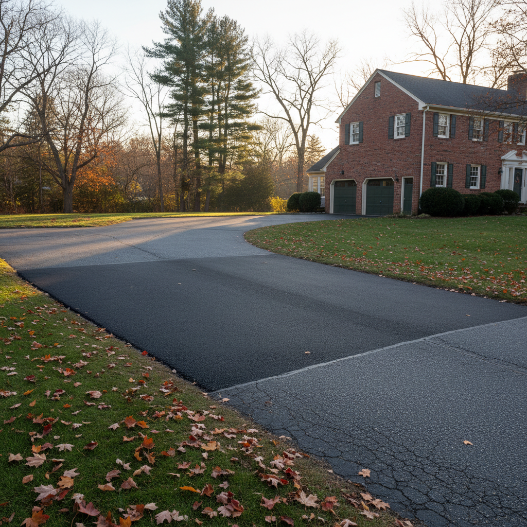 Completed asphalt patching work at a residential property in Boston, MA