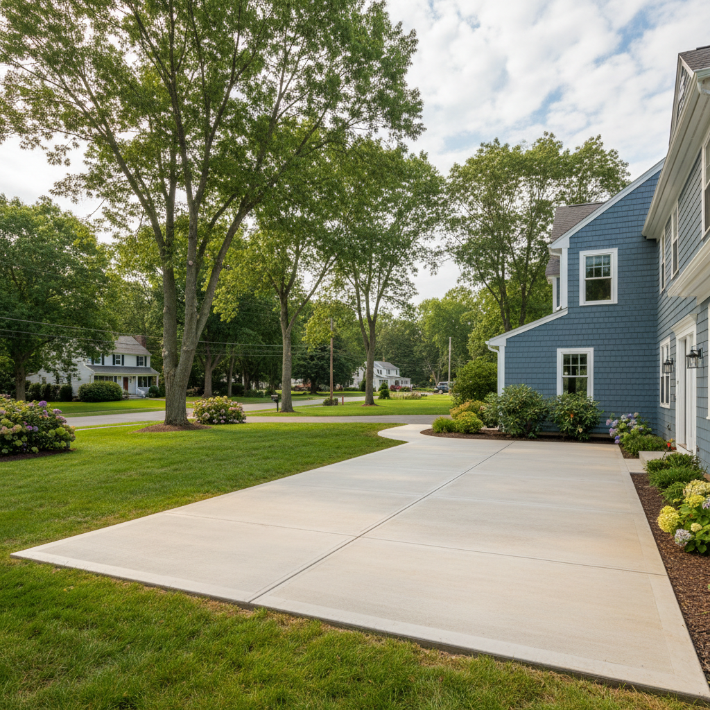 Completed concrete installation work at a residential property in West Greenwich, RI