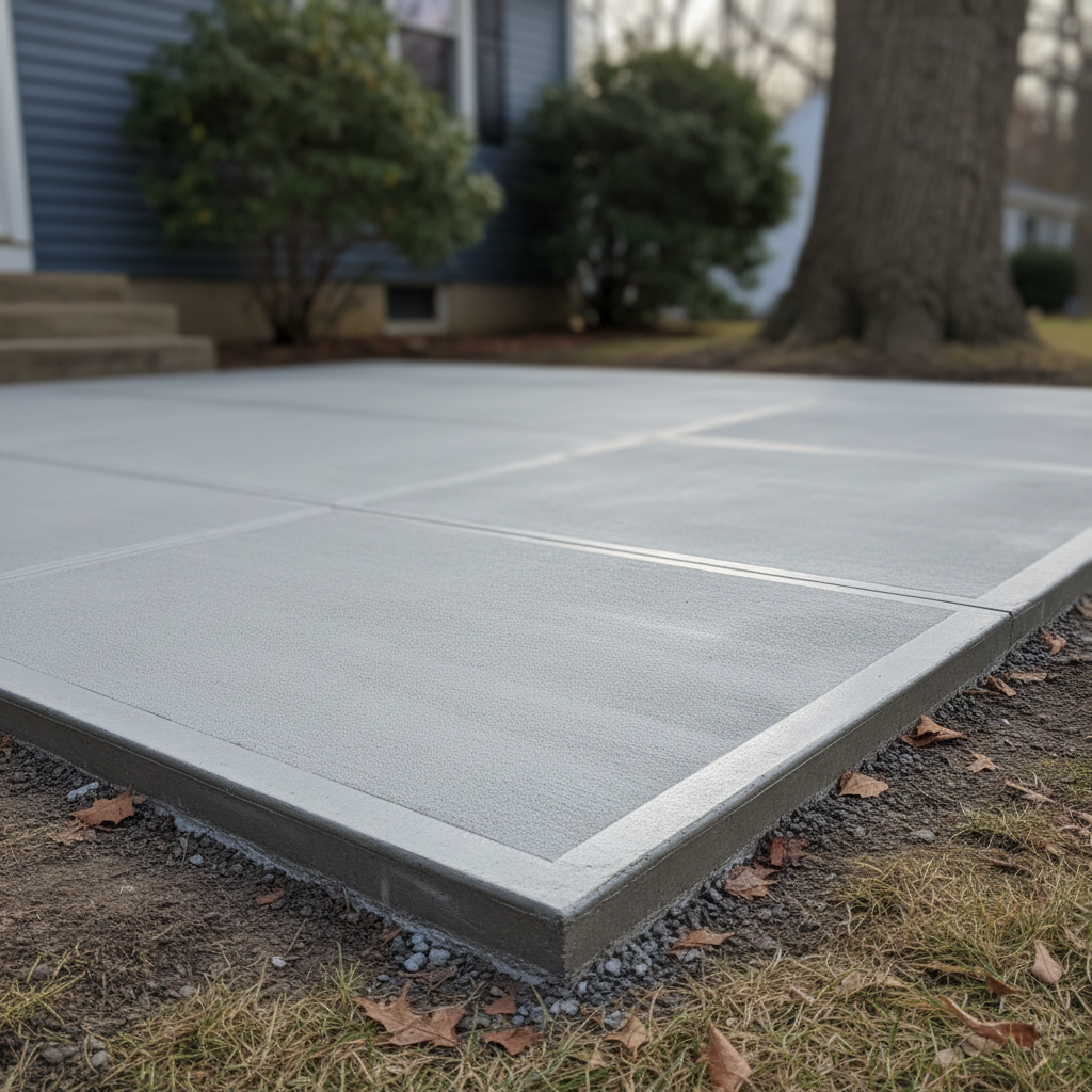 Completed concrete flatwork work at a residential property in Worcester, MA