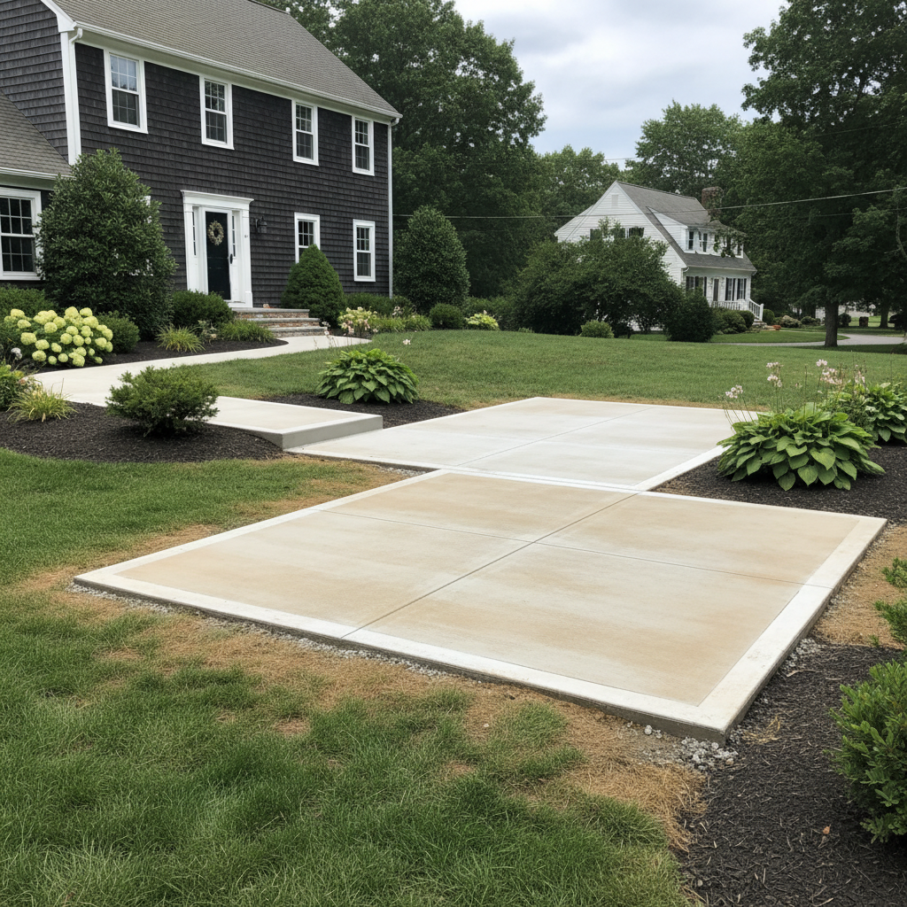 Completed concrete repair work at a residential property in Wellesley, MA