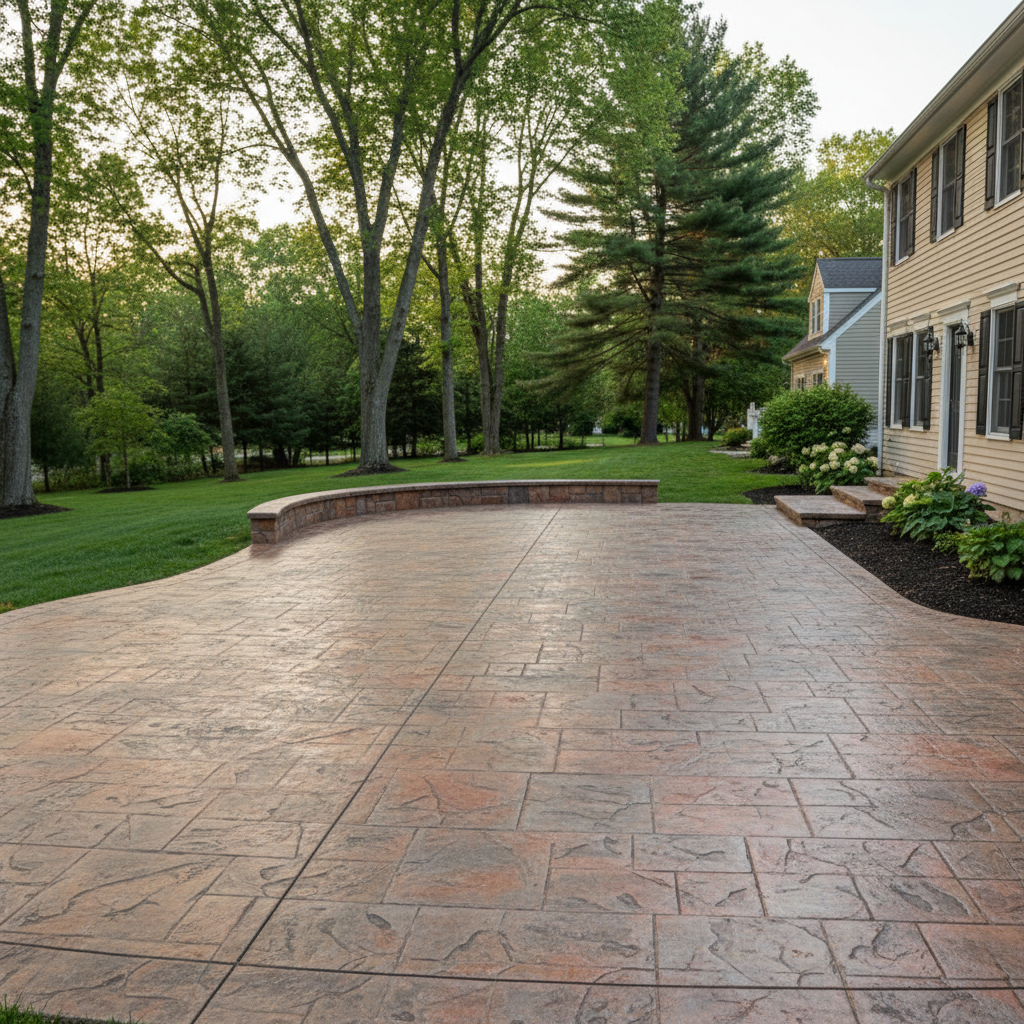 Completed decorative concrete work at a residential property in Worcester, MA