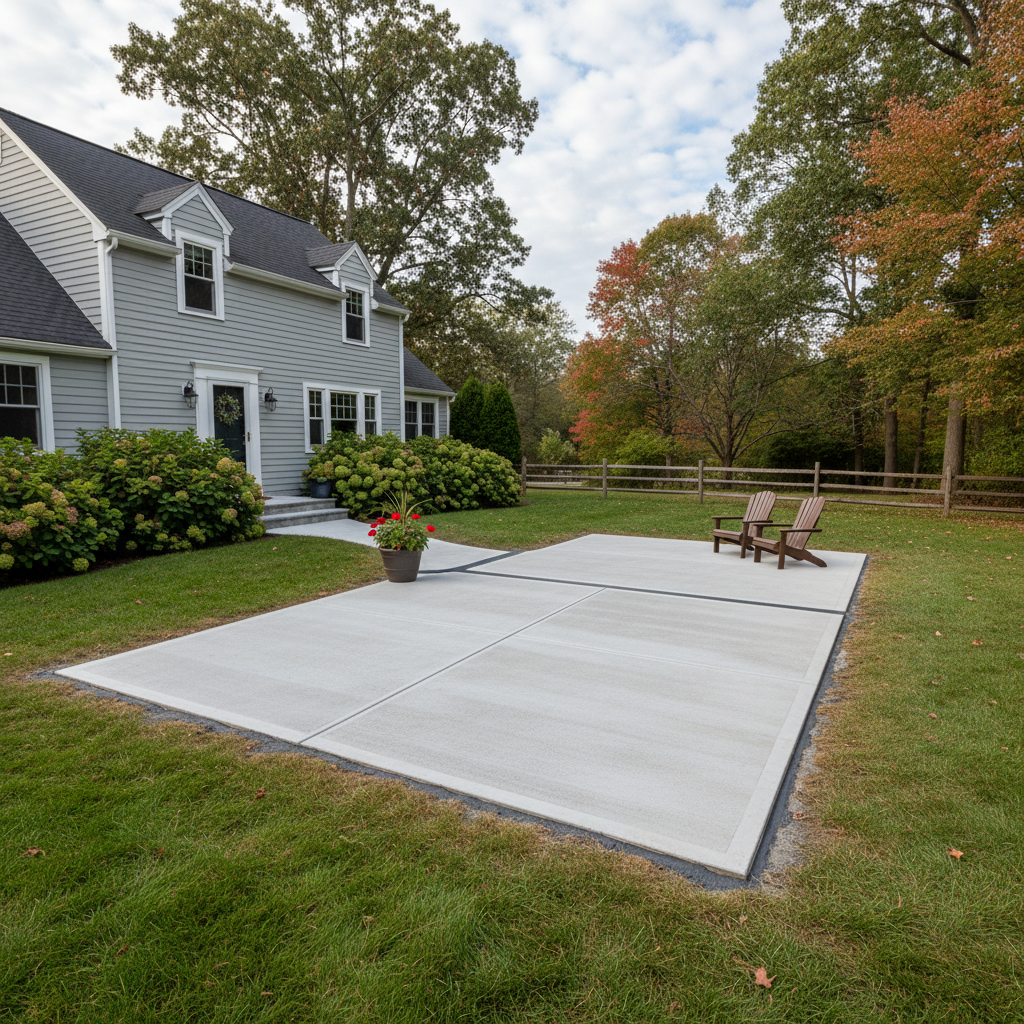 Completed concrete repair work at a residential property in West Greenwich, RI