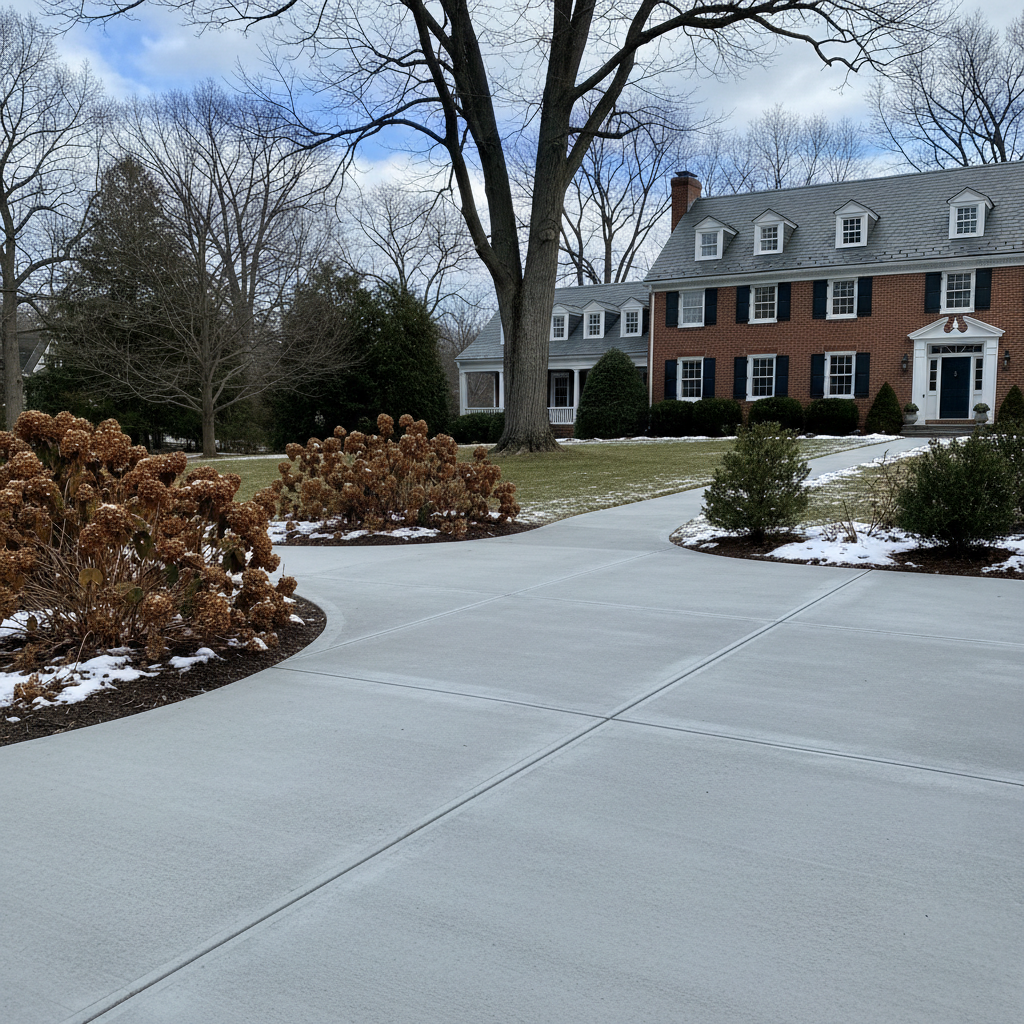 Completed concrete repair work at a residential property in Brookline, MA