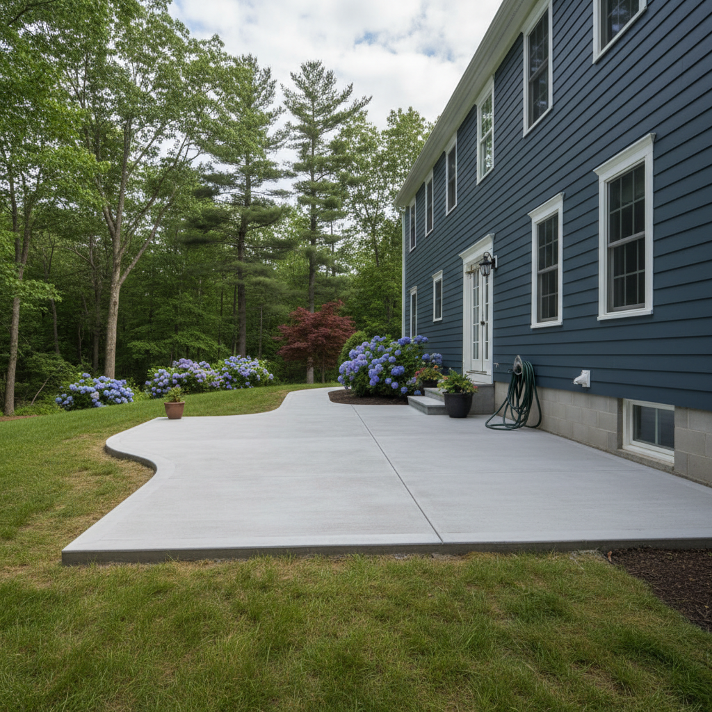 Completed concrete installation work at a residential property in Worcester, MA
