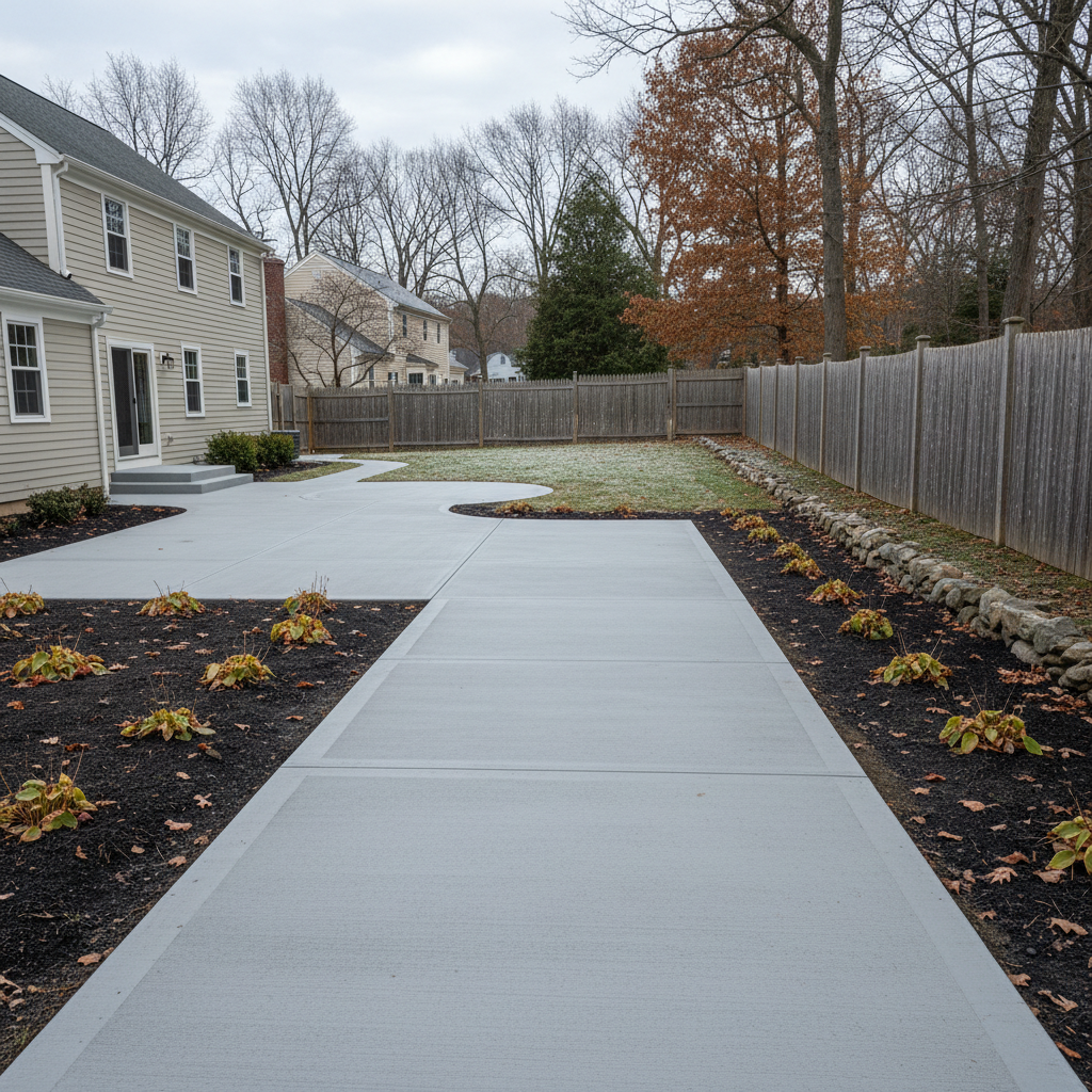 Completed concrete repair work at a residential property in Needham, MA