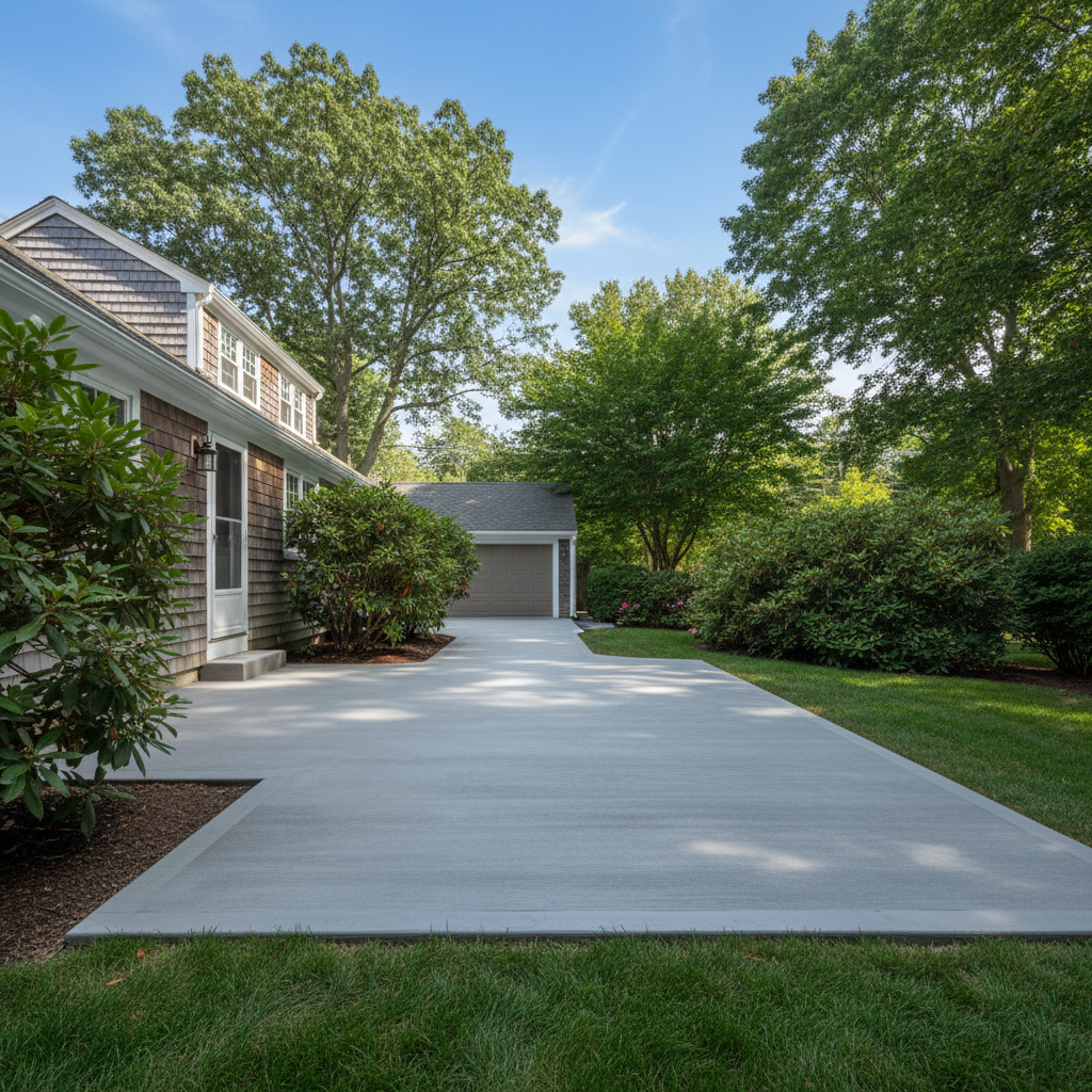 Completed concrete flatwork work at a residential property in Brookline, MA
