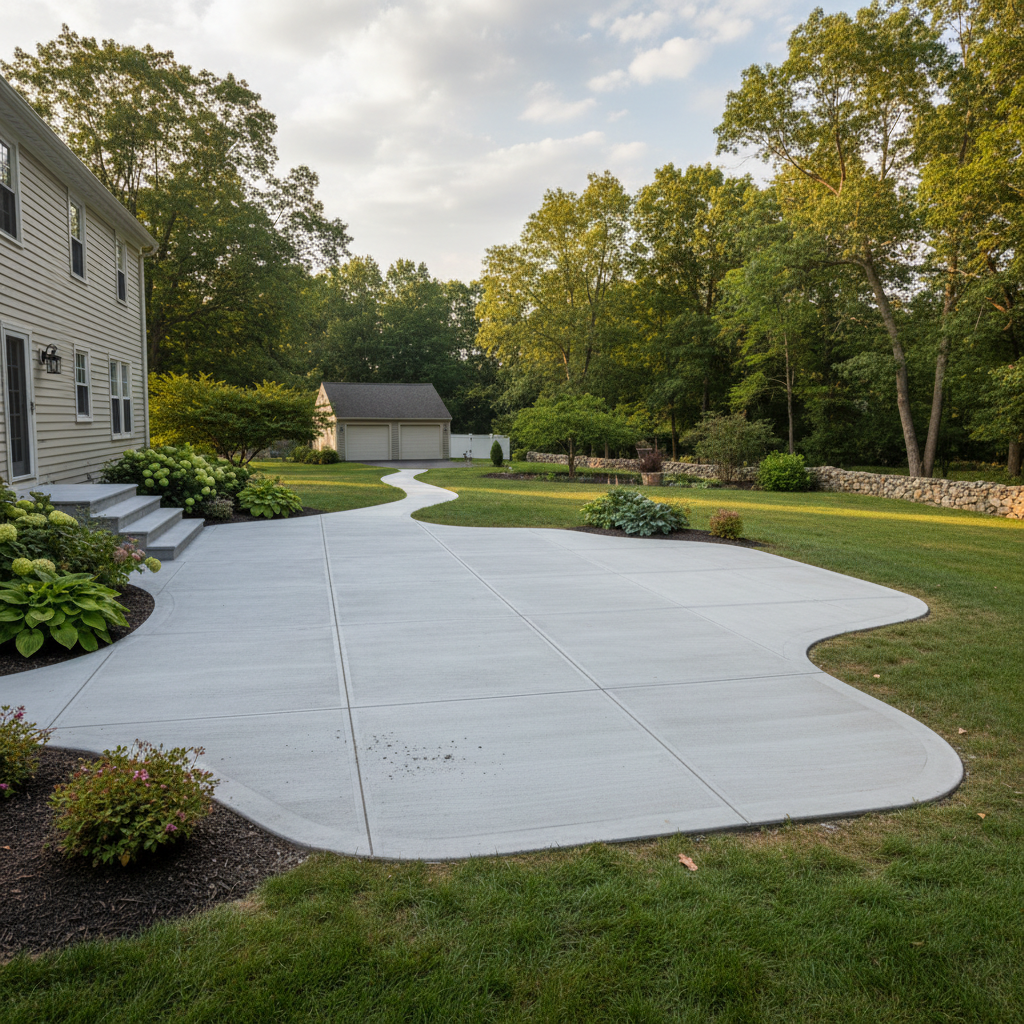 Completed concrete flatwork work at a residential property in Weston, MA