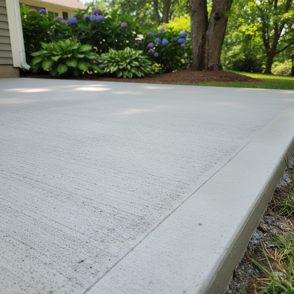 Completed concrete flatwork work at a residential property in Worcester, MA