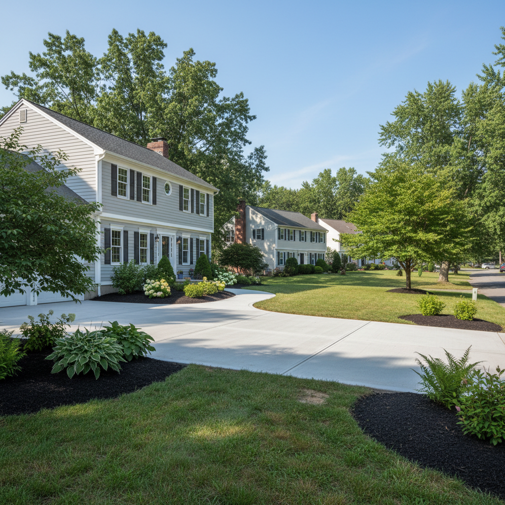 Completed concrete installation work at a residential property in Marlborough, MA