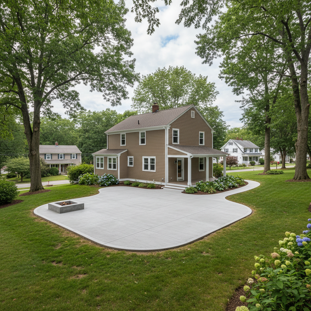 Completed concrete installation work at a residential property in Worcester, MA