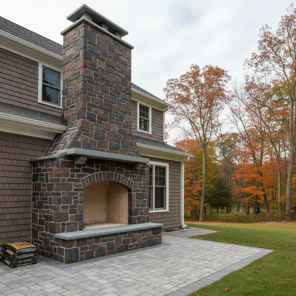 Completed fireplace construction work at a residential property in Boston, MA