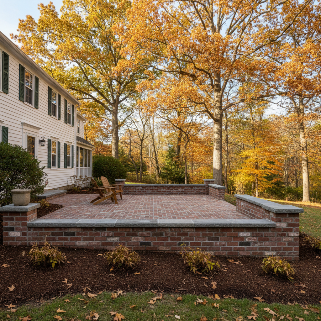 Completed brick laying work at a residential property in Wellesley, MA