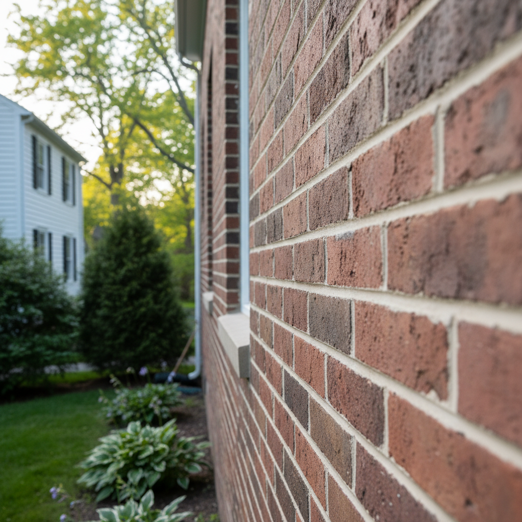 Completed tuckpointing work at a residential property in Wellesley, MA