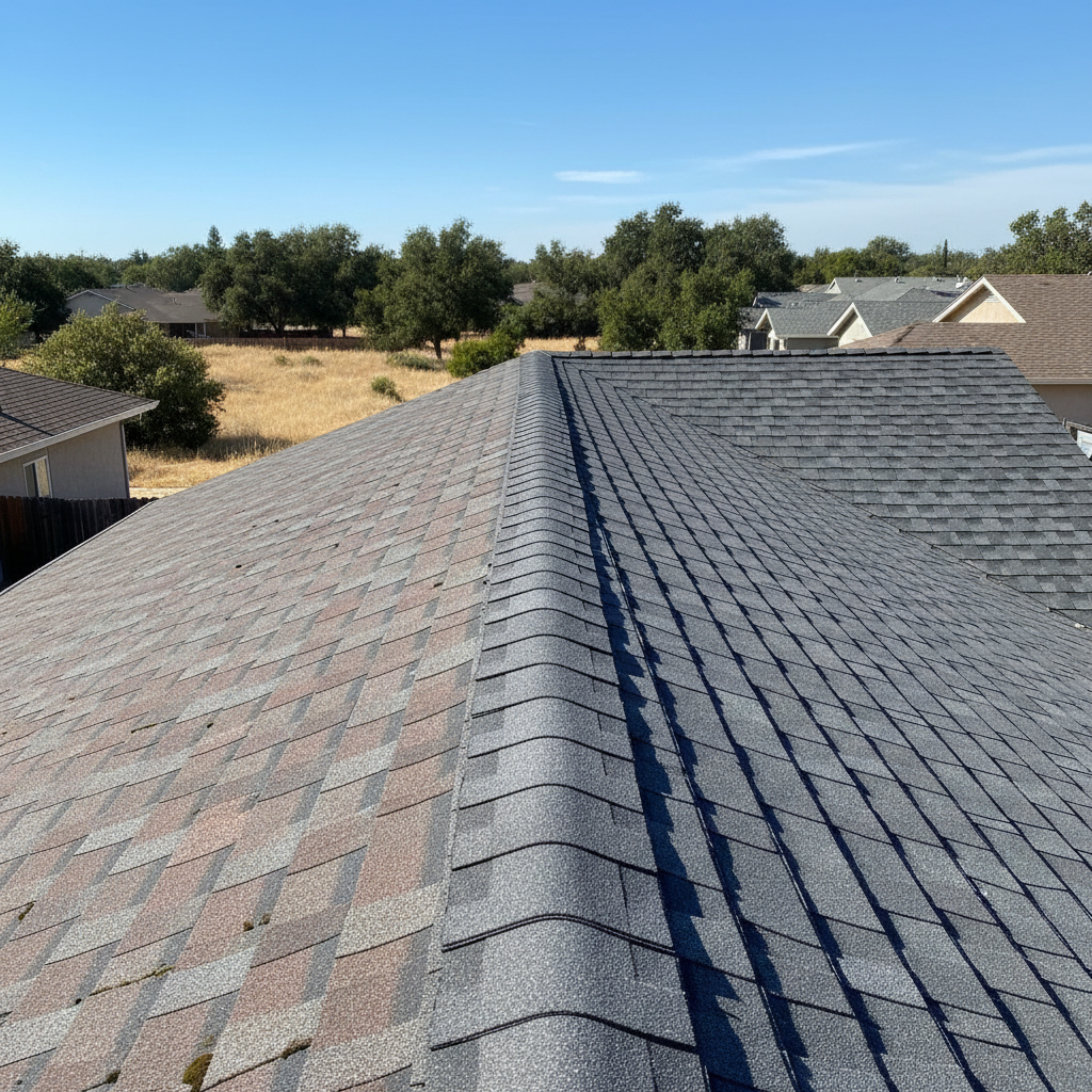 Completed roof replacement work at a residential property in Citrus Heights, CA
