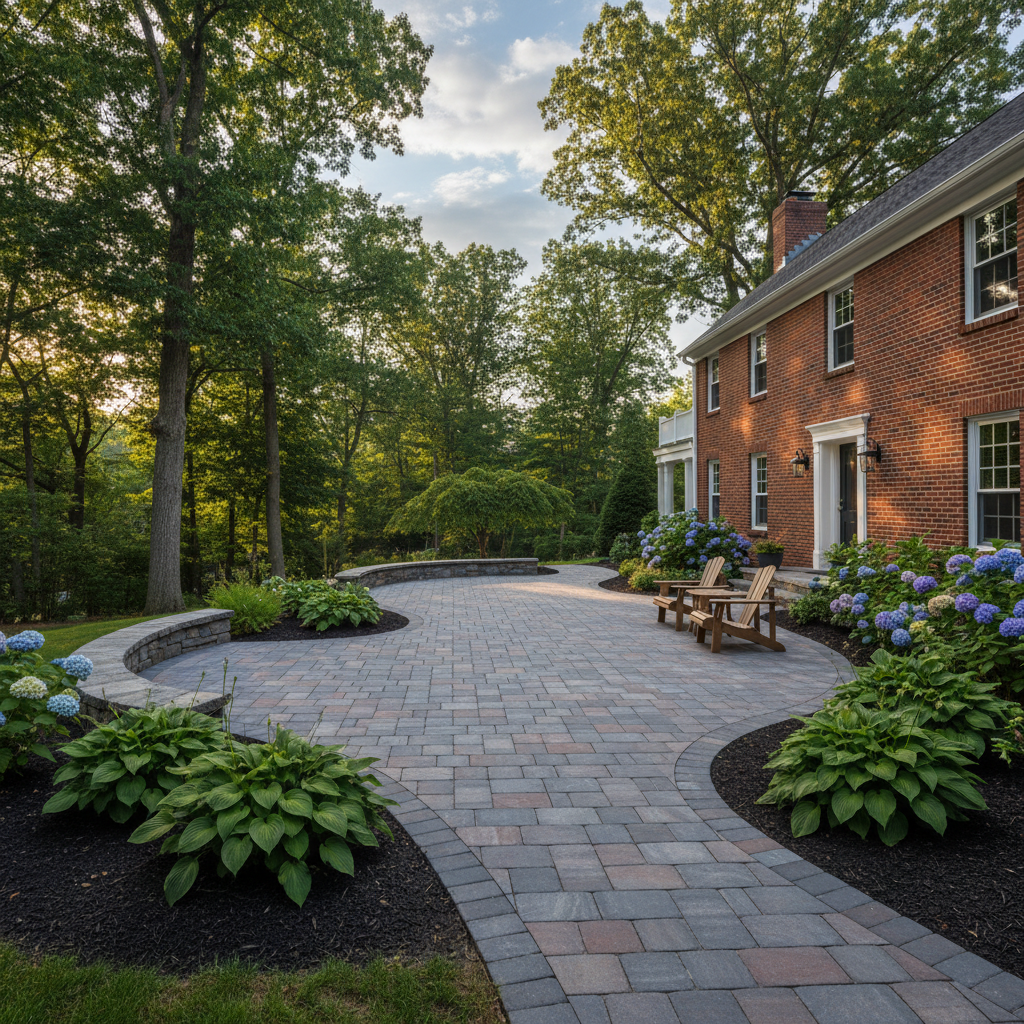 Completed paver installation work at a residential property in Boston, MA
