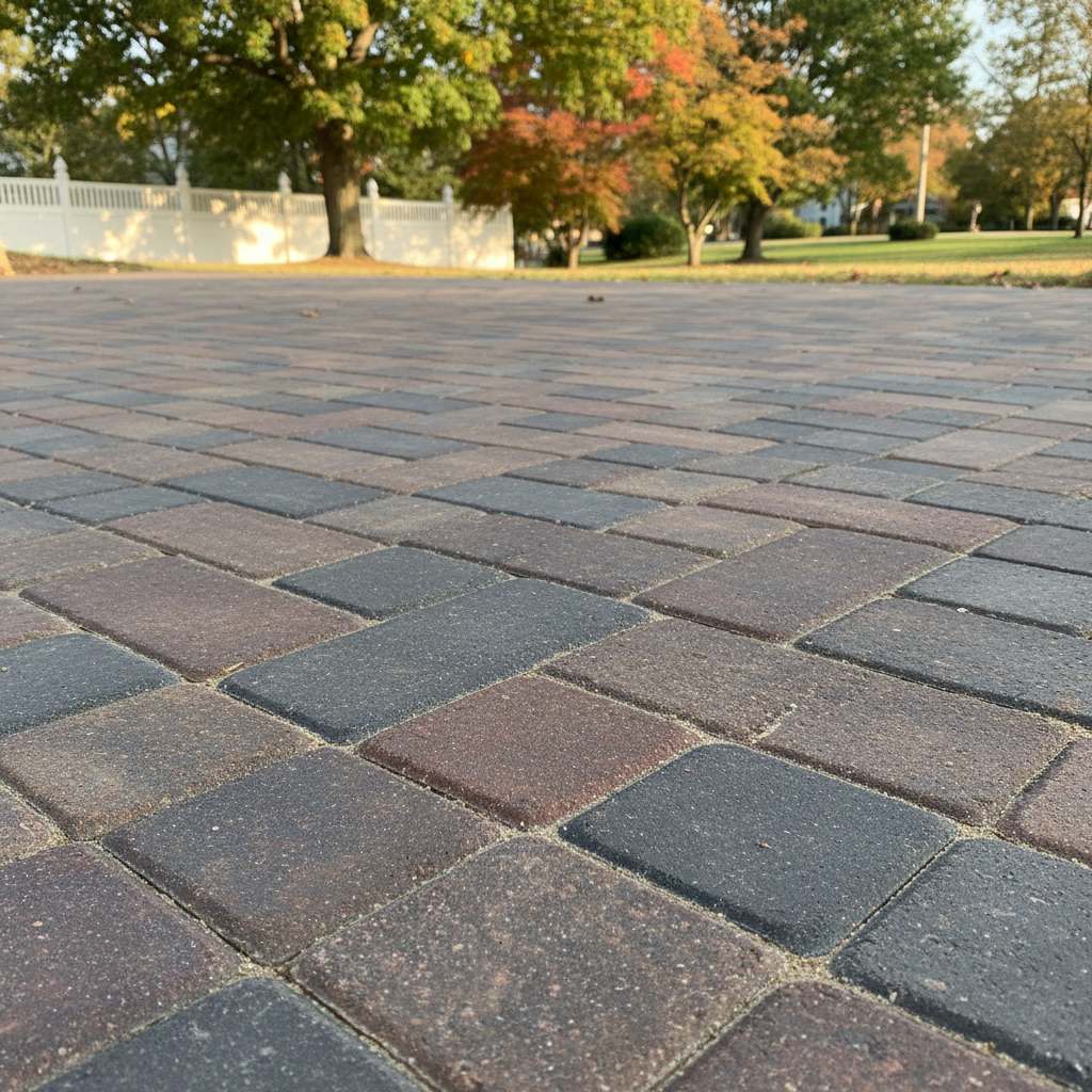 Completed paver installation work at a residential property in Newton, MA