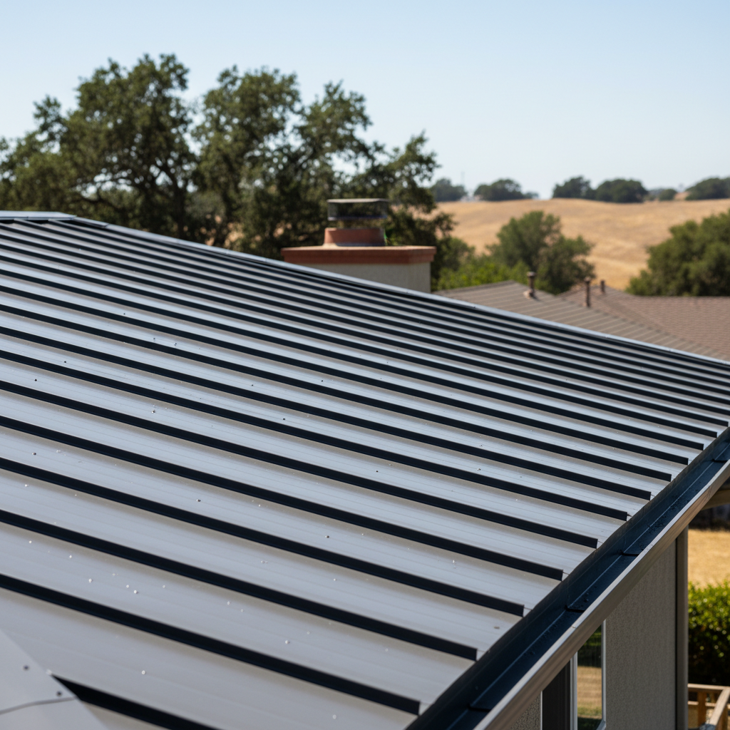 Completed metal roofing work at a residential property in Rancho Cordova, CA