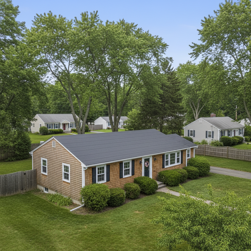 Completed flat roofing work at a residential property in Lexington, MA
