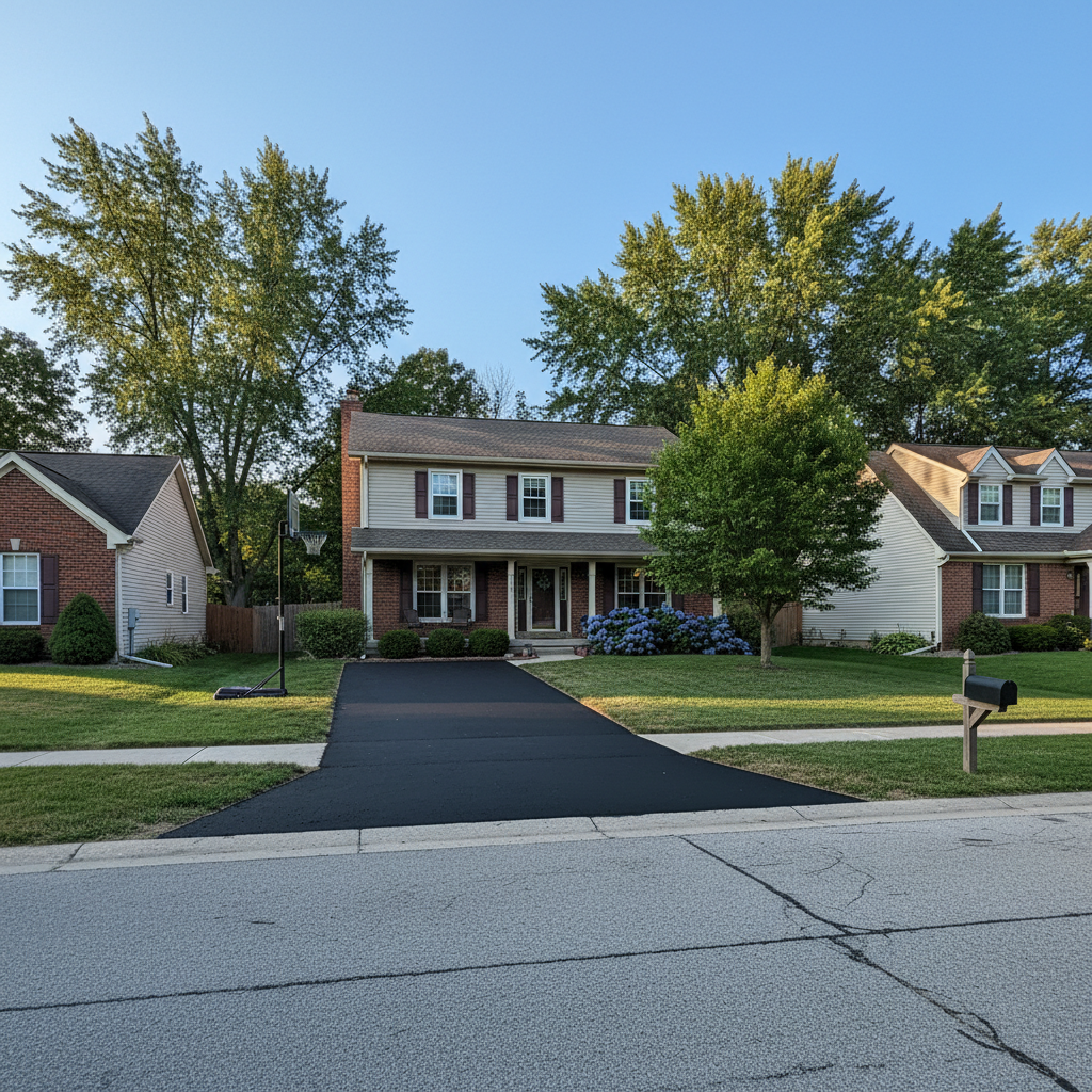Completed asphalt repair work at a residential property in Kalamazoo, MI