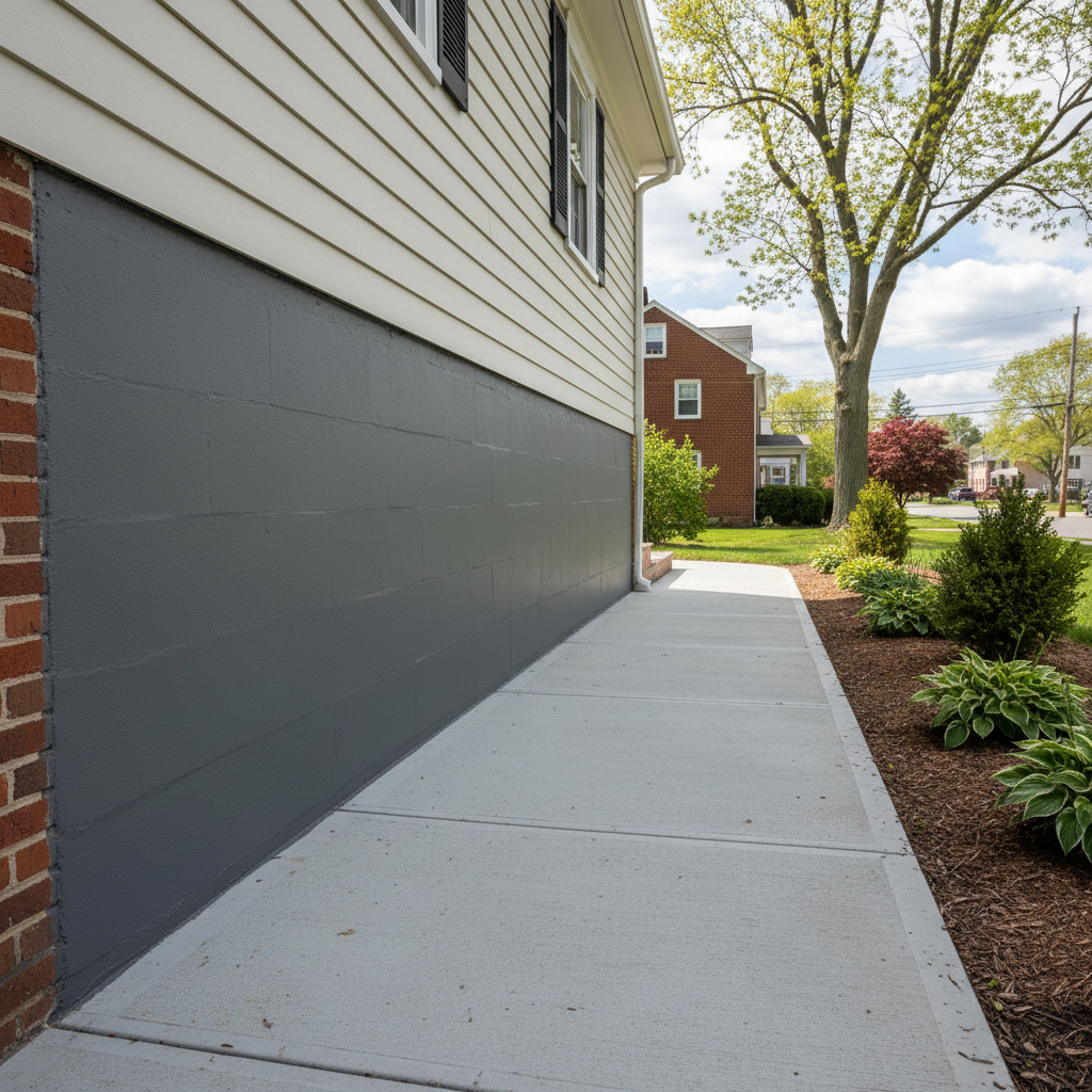 Completed masonry waterproofing work at a residential property in Boston, MA