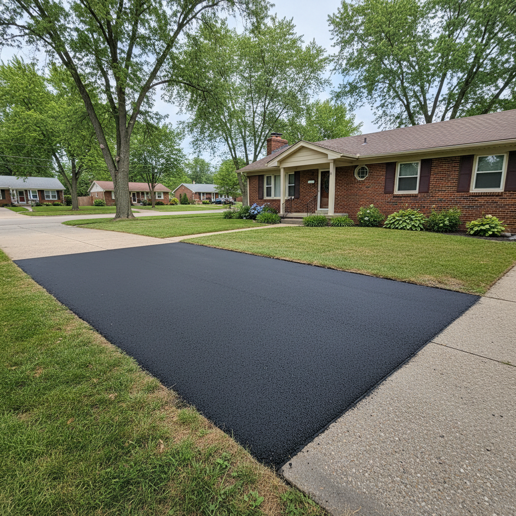 Completed asphalt repair work at a residential property in Detroit, MI