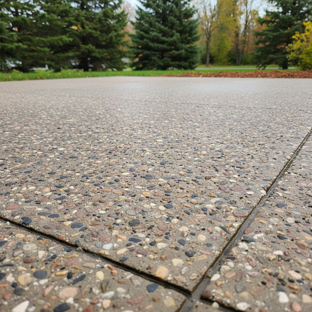 Completed decorative concrete work at a residential property in Kingsford, MI